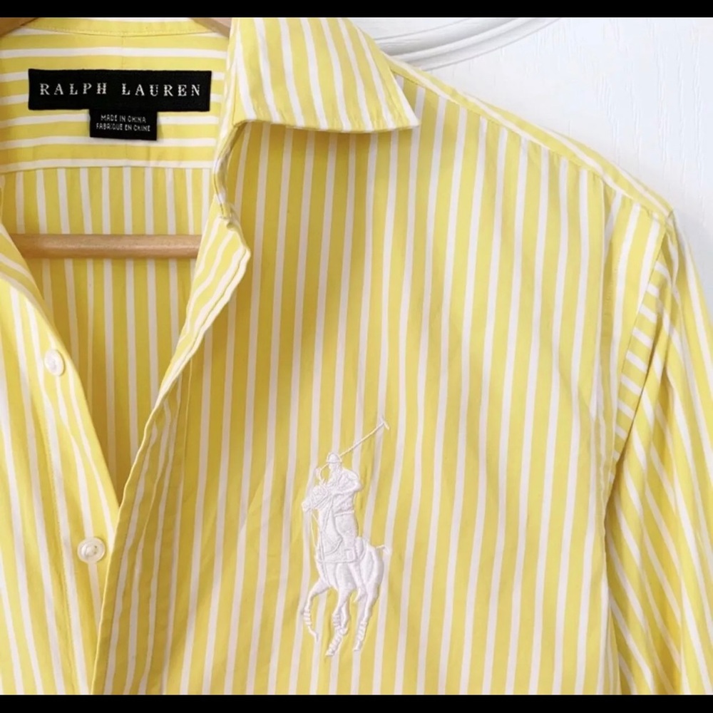 RALPH LAUREN Yellow Striped Big Pony Oxford Sz 2